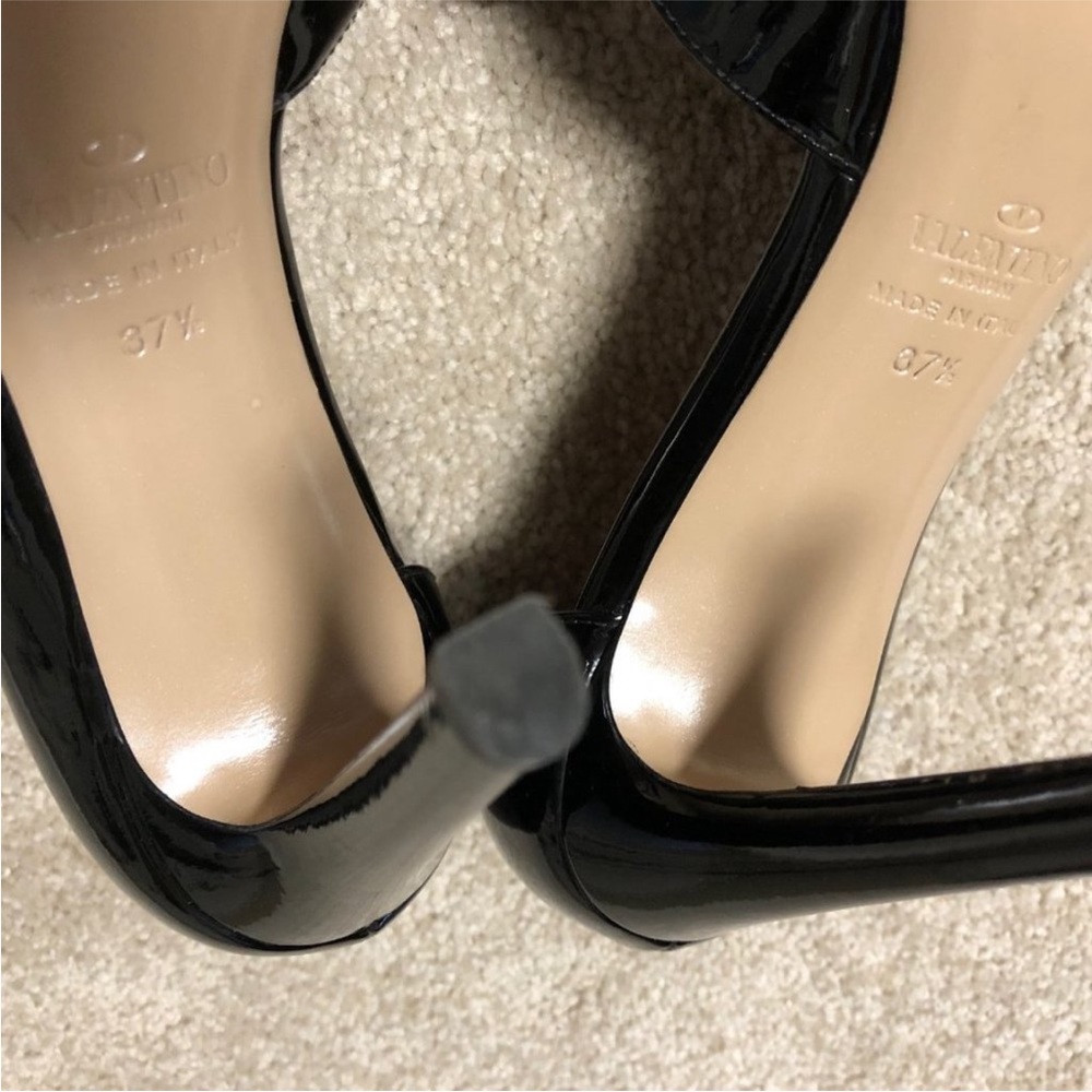 Valentino bow couture pumps heels sandals 37.5 black patent leather 7.5 - Picture 7 of 10